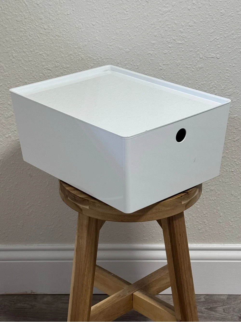 IKEA KUGGIS Storage Box with Lid White Minimalist Home Office Organizer